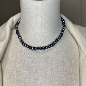 Iridescent Navy Pearl Necklace